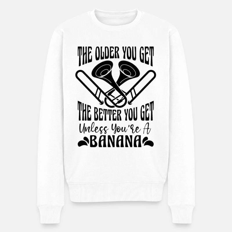 The Older You Get Trombone Brass Band Trombonist - Männer Premium Bio Pullover - Weiß