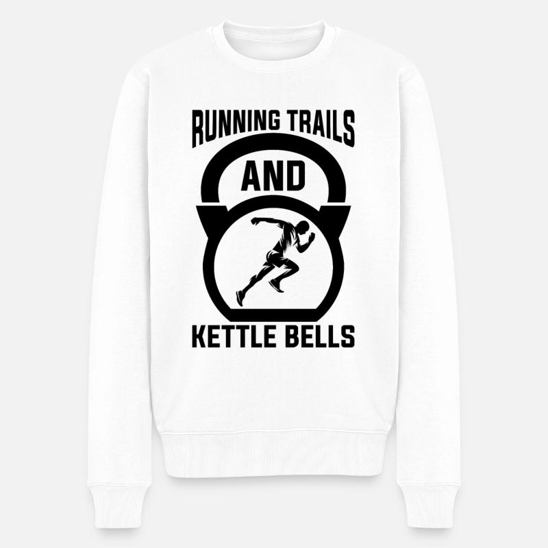 Running Trails And Marathoner Trail Runner - Männer Premium Bio Pullover - Weiß