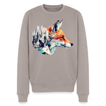 Fuchs Architektur Kunstwerk Geschenkidee Tier - Männer Premium Bio Pullover - Taupe - Vorne - Nico (187cm)