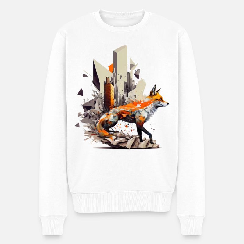 Fuchs Kunstwerk Kunst Füchse Tiere Geschenk Zoo - Männer Premium Bio Pullover - Weiß