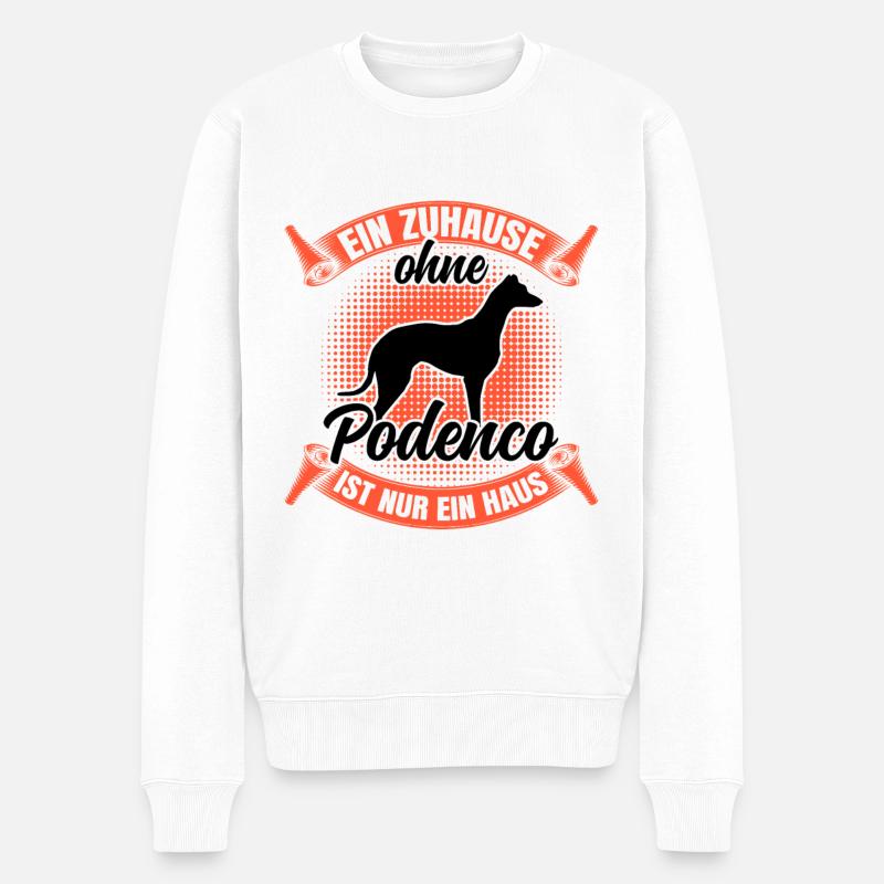 Ohne meinen Podenco spanischer Windhund - Männer Premium Bio Pullover - Weiß