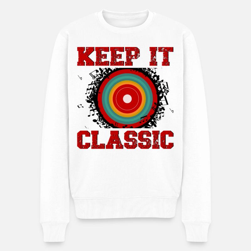 Platine vinyle vinyle rétro collection - Pull Premium bio Homme - blanc
