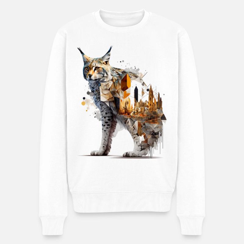 Lynx Art Artwork Lynx Animal Gift - Pull Premium bio Homme - blanc