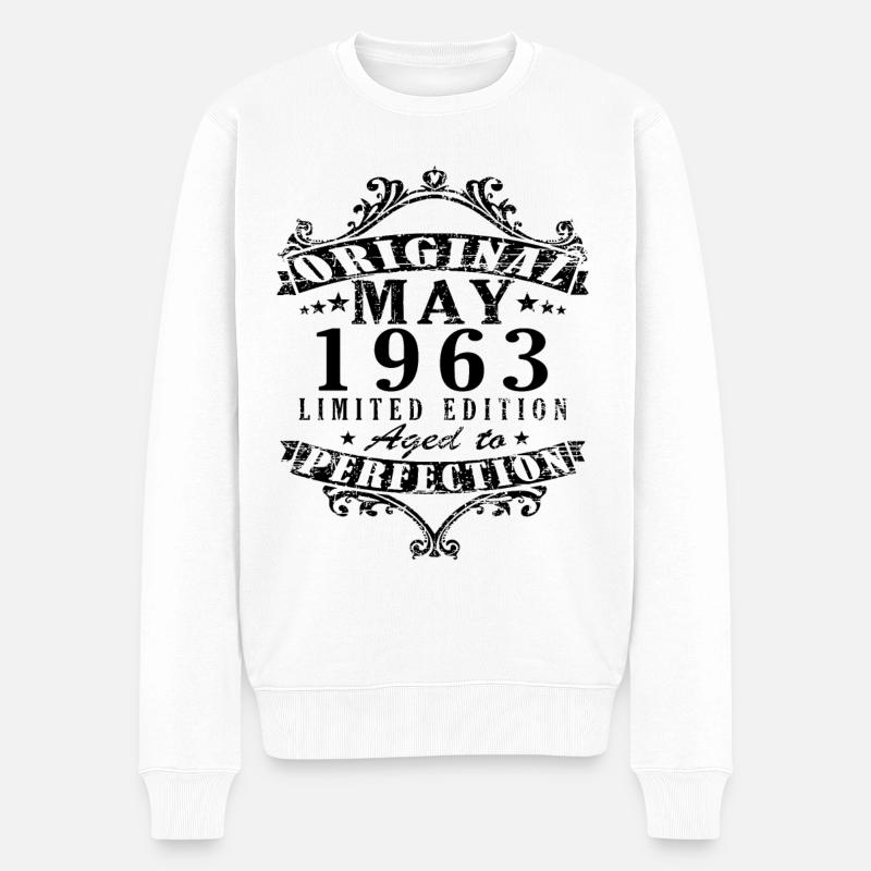 Mai 1963 Jubiläum 1963 Retro 1963 Mai - Männer Premium Bio Pullover - Weiß
