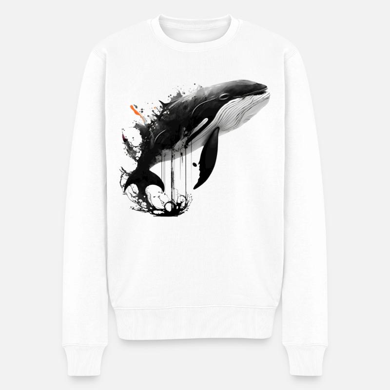 Wal Ozean Meeresbiologe Geschenk Kunst Tier Zoo - Männer Premium Bio Pullover - Weiß