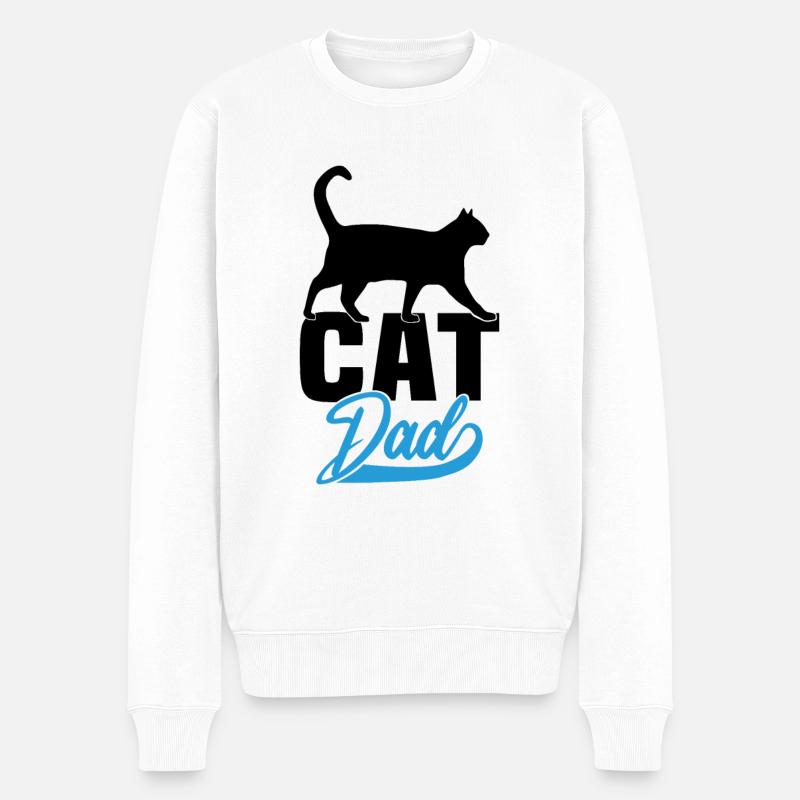 Cat Dad - Männer Premium Bio Pullover - Weiß