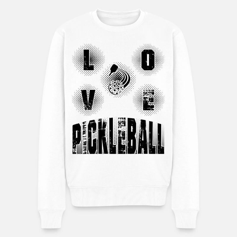 "Liebe Pickleball" - Männer Premium Bio Pullover - Weiß