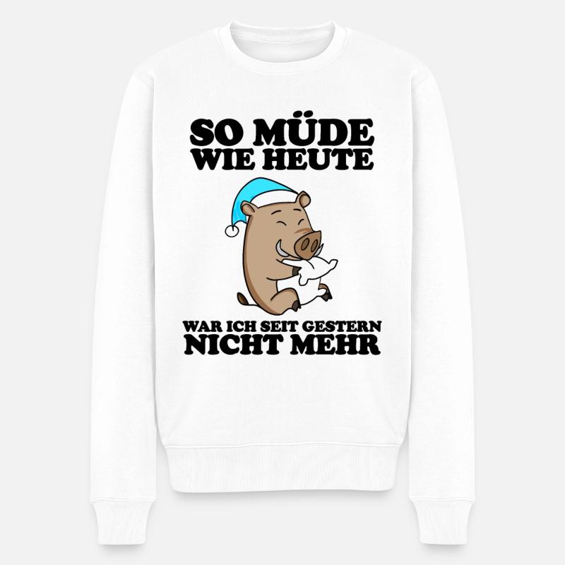 Müde Spruch lustig Schlafen Ausschlafen Faul - Männer Premium Bio Pullover - Weiß