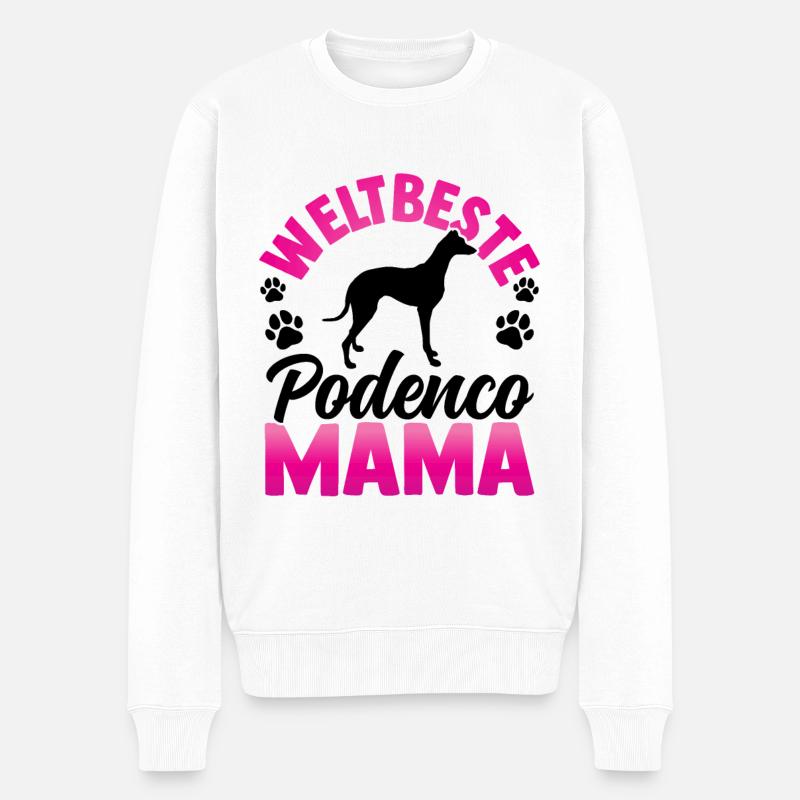 Beste Podenco Mama spanischer Windhund - Männer Premium Bio Pullover - Weiß