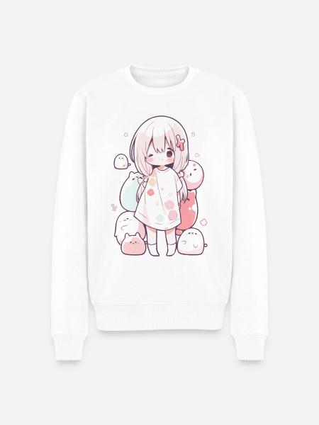 Anime pyjamas Kawaii motiv pyjamas til Otakus - Økologisk premium-sweatshirt til mænd - hvid