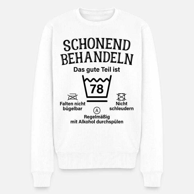 78. Geburtstag Schonend Behandeln 78 Teil Ist 78 - Männer Premium Bio Pullover - Weiß