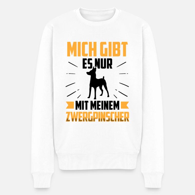 Nur mit meinem Zwergpinscher Pinscher - Männer Premium Bio Pullover - Weiß