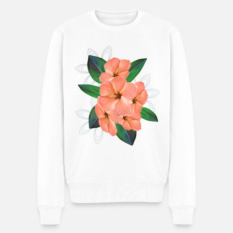 Bouquet de fleurs d’hibiscus - Bouquet - Fleurs - Pull Premium bio Homme - blanc