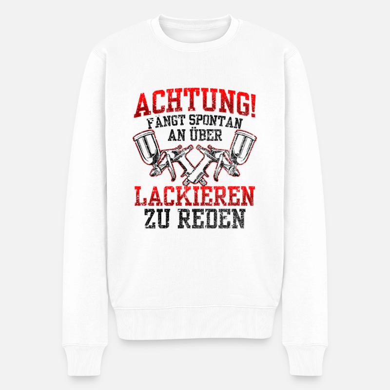 Fahrzeuglackierer redet spontan Lackierer - Männer Premium Bio Pullover - Weiß