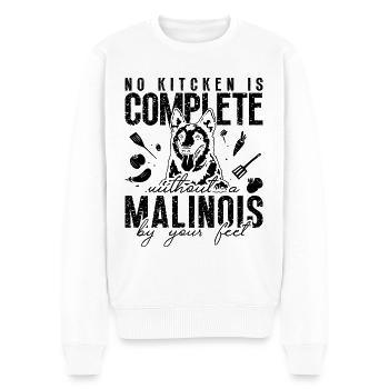 No Kitchen Is Complete Working Dog Malinois Lover - Men's Premium Organic Jumper - white - Front - Thijin (182cm)