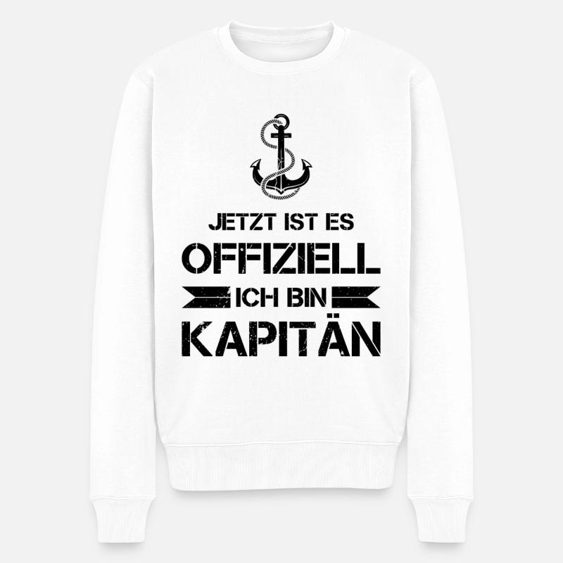 Bootsführerschein Kapitän Motorboot Boot Geschenk - Männer Premium Bio Pullover - Weiß