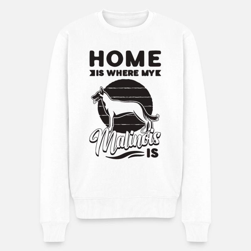 Home Is Where My Canine Working Dog Malinois Lover - Männer Premium Bio Pullover - Weiß