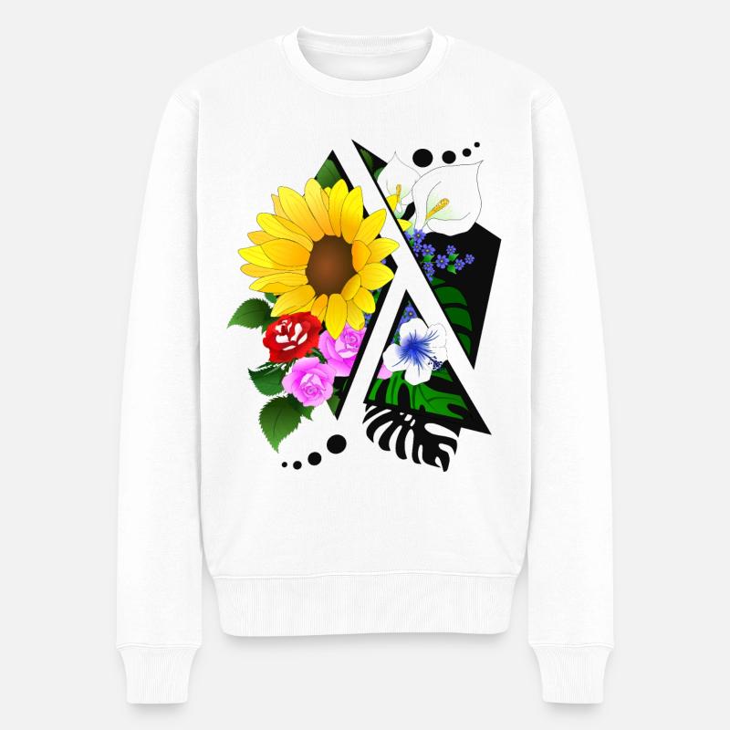 Blumen Arrangement abstrakt zerschnitten - Männer Premium Bio Pullover - Weiß