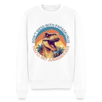 Witziges Papa Papasaurus Dino Dinosaurier Geschenk - Männer Premium Bio Pullover - Weiß - Vorne - Thijin (182cm)