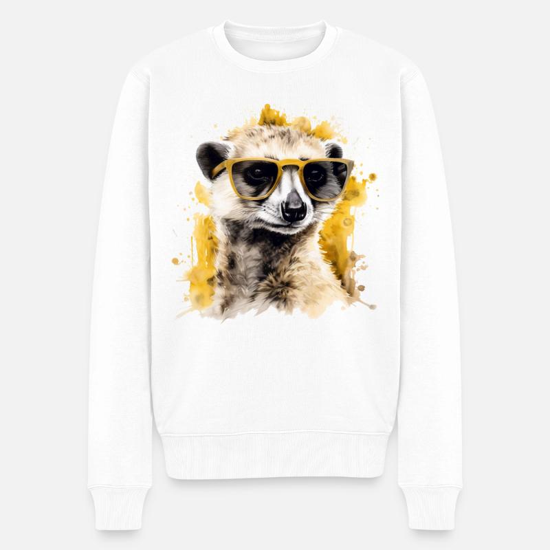 Erdmännchen Geschenk Tier Tiermotiv Sonnenbrille - Männer Premium Bio Pullover - Weiß