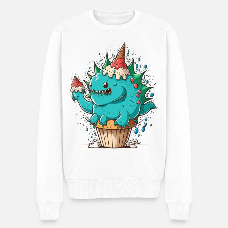 Stegosaurus Konditor - Männer Premium Bio Pullover - Weiß