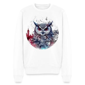 Eule Nachtvogel Vogel Tier Geschenk Kunst - Männer Premium Bio Pullover - Weiß - Vorne - Thijin (182cm)