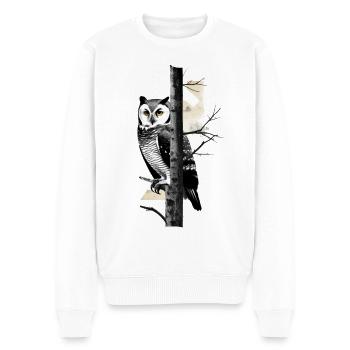 Eule Nachtvogel Vogel Tier Geschenk - Männer Premium Bio Pullover - Weiß - Vorne - Thijin (182cm)