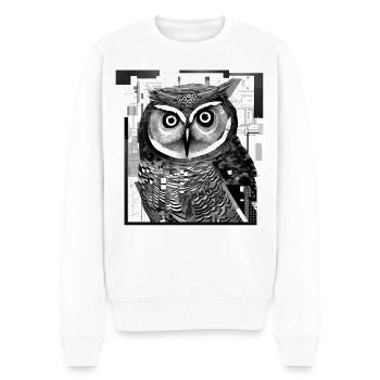 Eule Nachtvogel Vogel Tier Geschenk - Männer Premium Bio Pullover - Weiß - Vorne - Thijin (182cm)