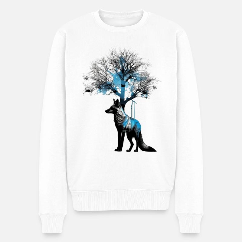Fuchs Tierliebhaber Geschenk Wildtier Tier Motiv - Männer Premium Bio Pullover - Weiß
