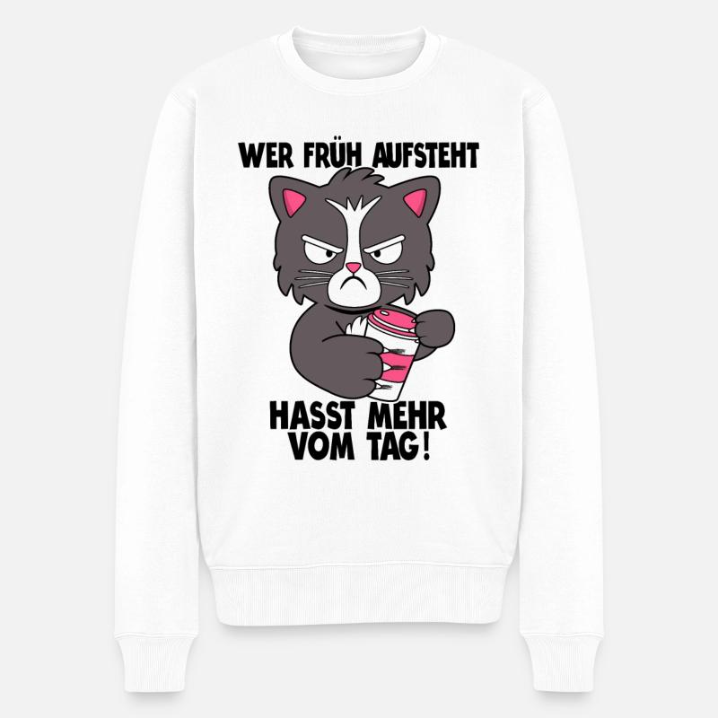 Morgenmuffel Langschläfer Büro Humor Geschenk - Männer Premium Bio Pullover - Weiß