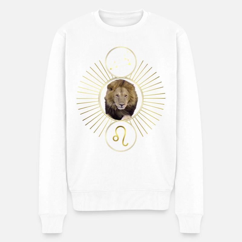 Grafik Löwe Sternzeichen Astrologie Sternbild - Männer Premium Bio Pullover - Weiß