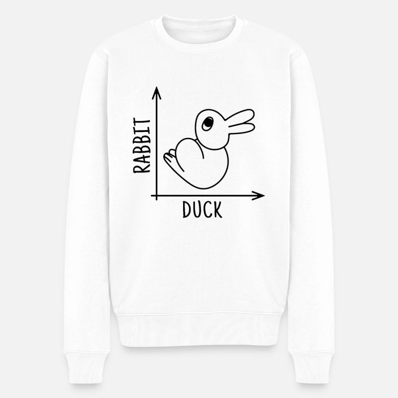 Rabbit Duck Illusion - Männer Premium Bio Pullover - Weiß