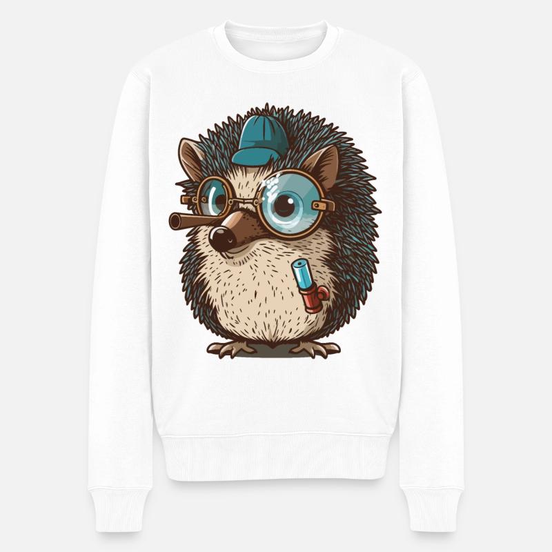 Monokel-Igel - Männer Premium Bio Pullover - Weiß