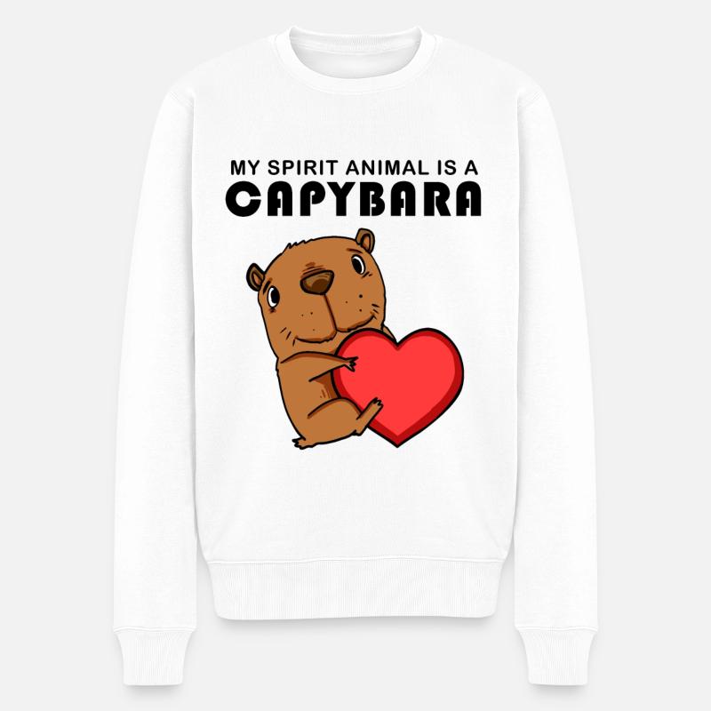 Capybara Wasserschwein - Männer Premium Bio Pullover - Weiß