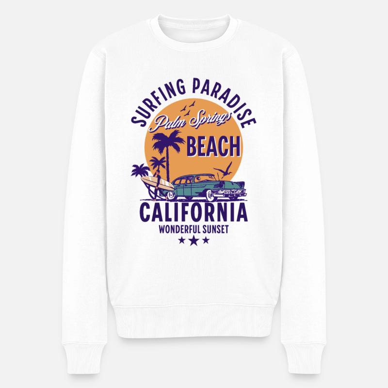 Palm Springs, Kalifornien, Surferparadies - Männer Premium Bio Pullover - Weiß