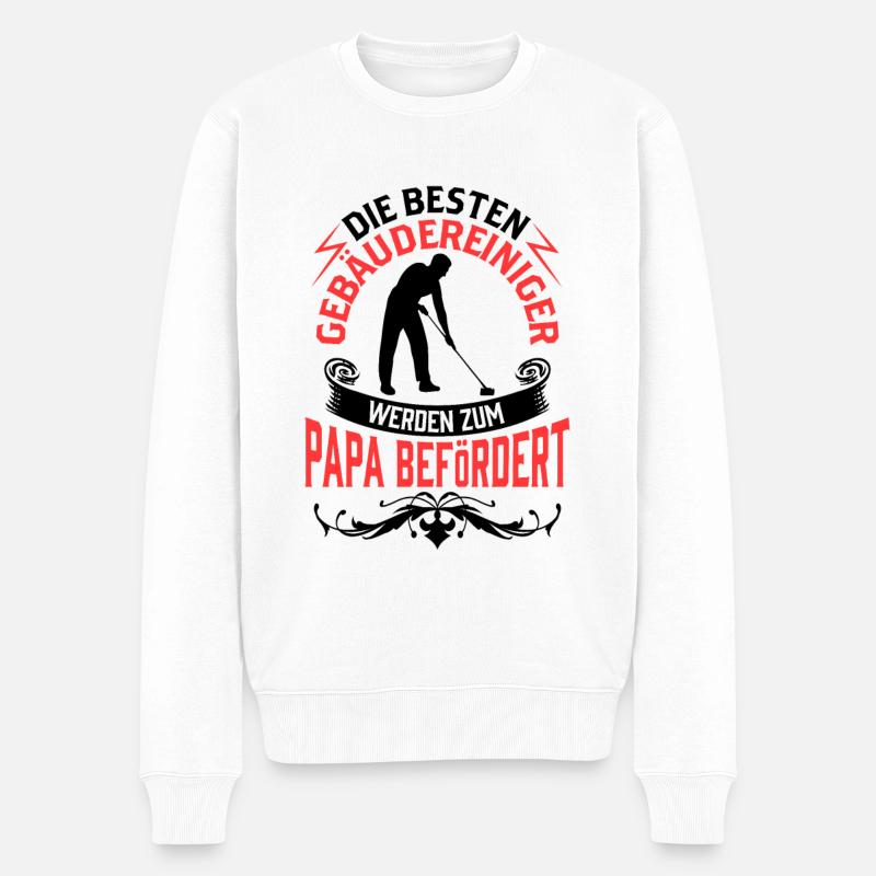 Gebäudereiniger wird zum Papa Fensterputzer - Männer Premium Bio Pullover - Weiß