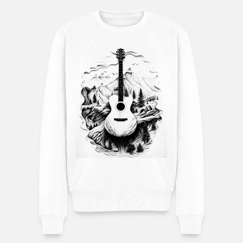 Gitarre Landschaft Instrument Gitarrist Geschenk - Männer Premium Bio Pullover - Weiß