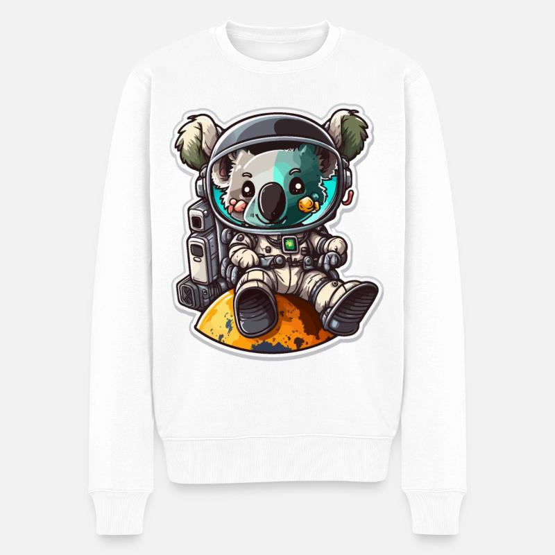 Koalas im Weltraum - Männer Premium Bio Pullover - Weiß