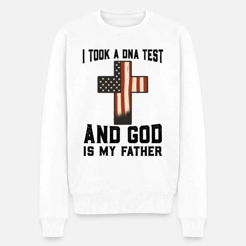 Gott Christ Christlicher Spruch - Männer Premium Bio Pullover - Weiß