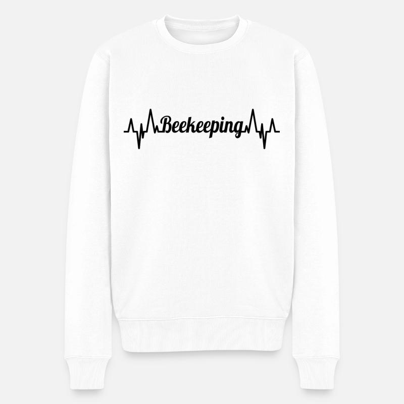 Bienenzucht EKG Herzklopfen - Männer Premium Bio Pullover - Weiß