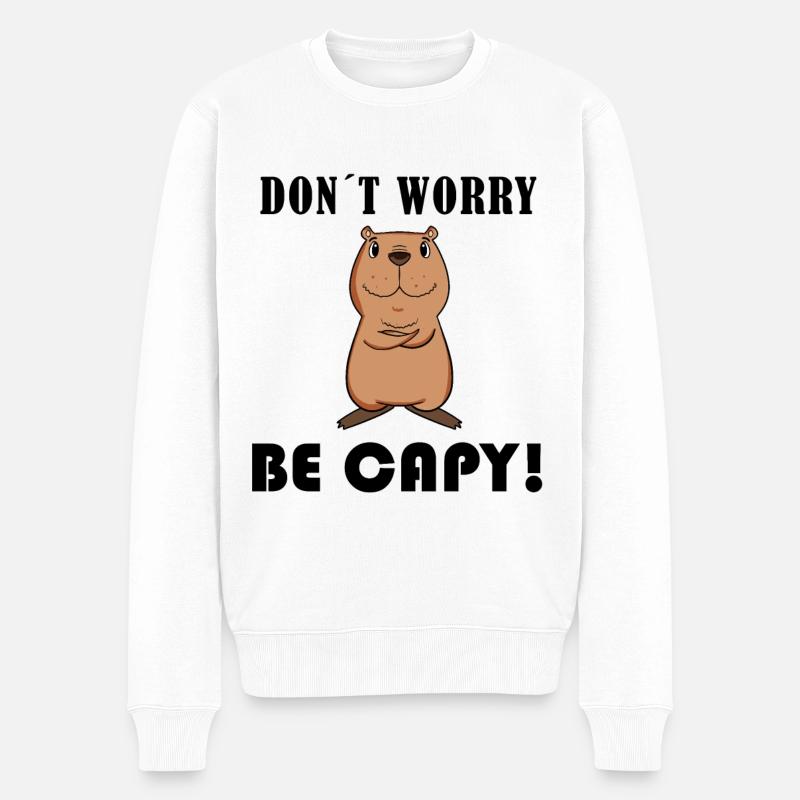 Capybara Tier Niedlich - Männer Premium Bio Pullover - Weiß