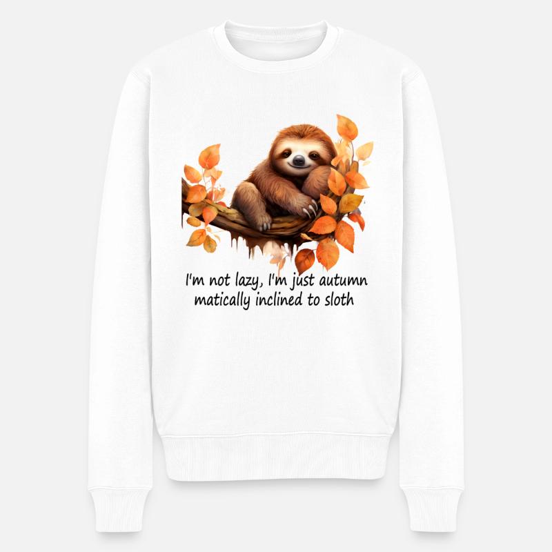 Süßes Faultier-Herbstdesign für die Hebst Saison - Männer Premium Bio Pullover - Weiß