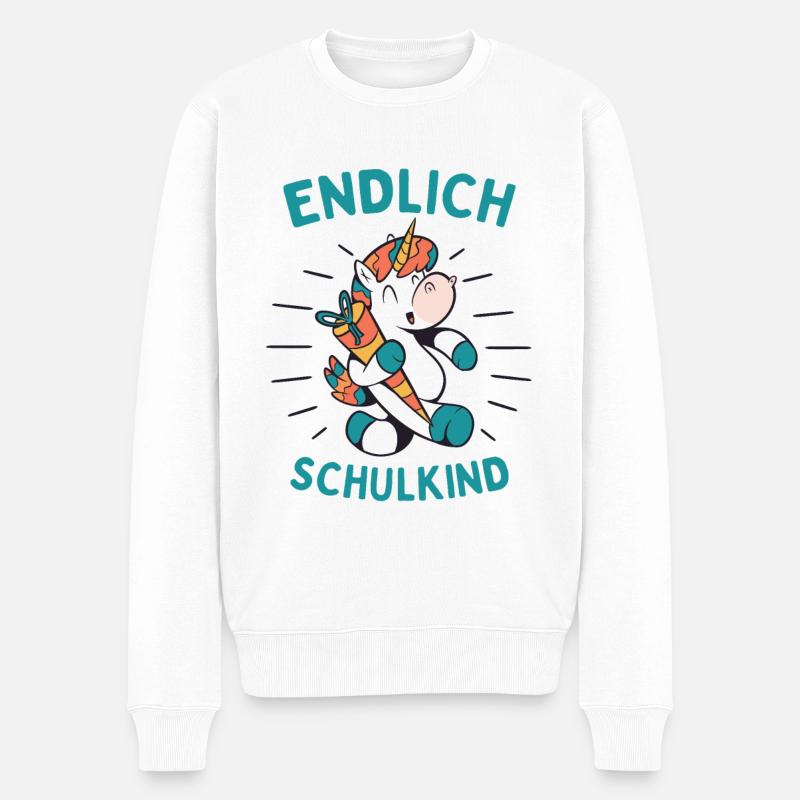 Endlich Schulkind - Männer Premium Bio Pullover - Weiß