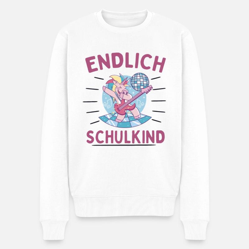 Endlich Schulkind - Männer Premium Bio Pullover - Weiß
