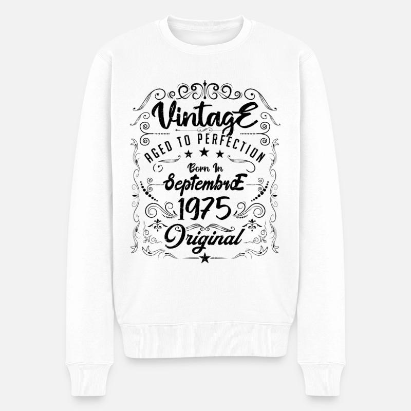 Geboren im September 1975. Geburtstag September 1975. - Männer Premium Bio Pullover - Weiß