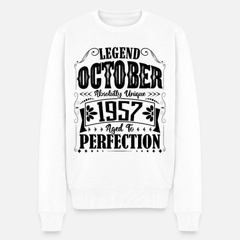 Oktober 1957. Oktober 1957 Geburtstagsgeschenk. - Männer Premium Bio Pullover - Weiß