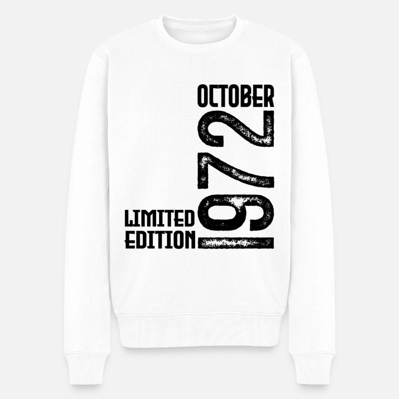 Oktober 1972 Jubiläumsgeschenk. Oktober 1972. - Männer Premium Bio Pullover - Weiß