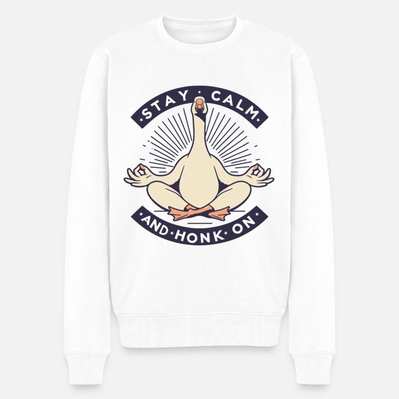 Ruhig bleiben Gans - Männer Premium Bio Pullover - Weiß