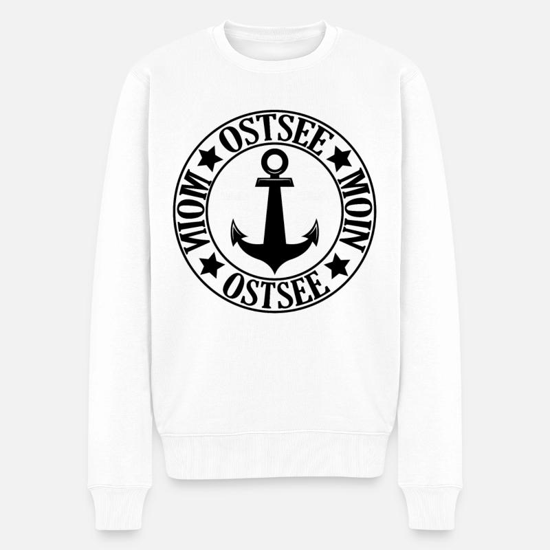 Ostsee mit Anker Moin - Männer Premium Bio Pullover - Weiß