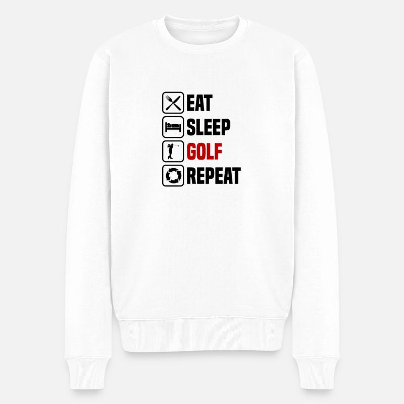 Eating, sleeping, golfing, repeating - Men's Premium Organic Jumper - white